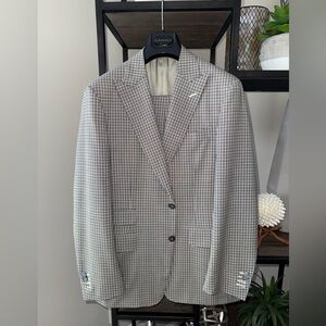 Canali cream and black Checkered Suite